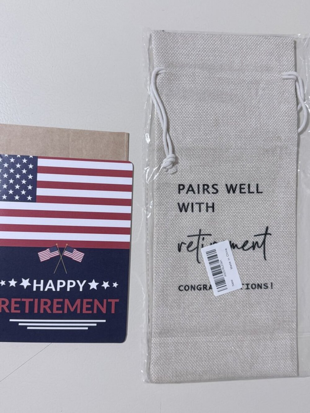 Happy Retirement Card + Pairs Well With Retirement Bottle Gift Bag Set